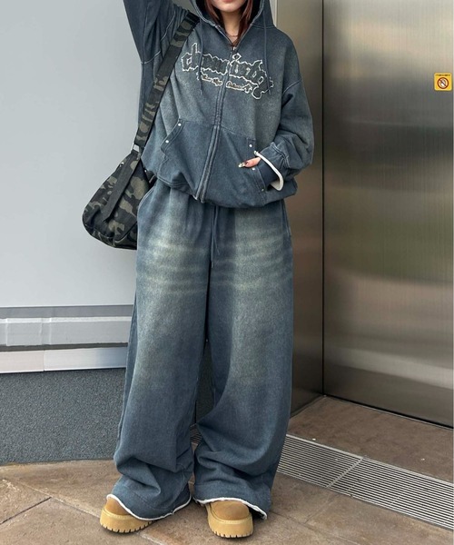 sedacle(セダクル)の「【26SS】デニムプリント加工ジップパーカー(パーカー・メンズ・インディゴブルー・MEDIUM/LARGE/SMALL)」の5枚目の写真