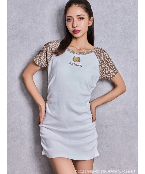 GYDA（ジェイダ）の「GYDA×ハローキティ レオパードワンピース（ワンピース・レディース・ベージュ/チャコールグレー/ピンク・FREE）」の4枚目の写真
