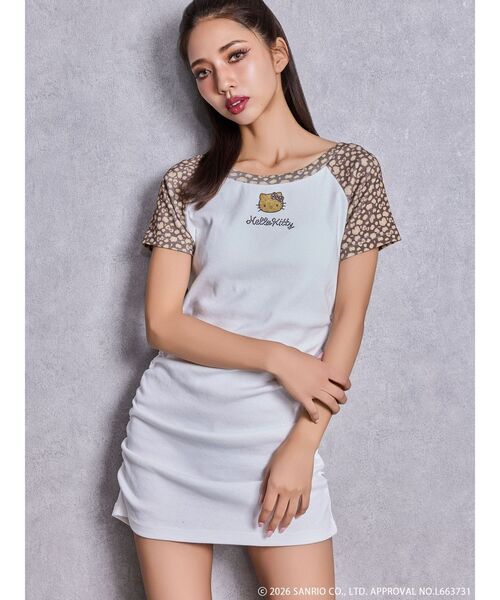 GYDA（ジェイダ）の「GYDA×ハローキティ レオパードワンピース（ワンピース・レディース・ベージュ/チャコールグレー/ピンク・FREE）」の5枚目の写真
