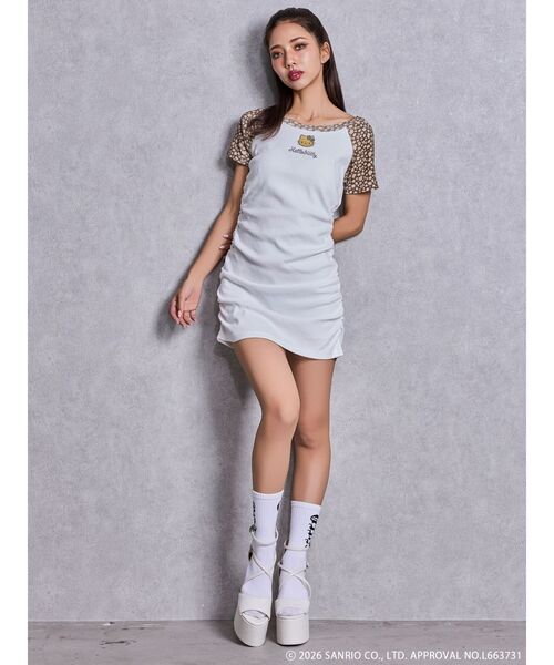 GYDA（ジェイダ）の「GYDA×ハローキティ レオパードワンピース（ワンピース・レディース・ベージュ/チャコールグレー/ピンク・FREE）」の8枚目の写真