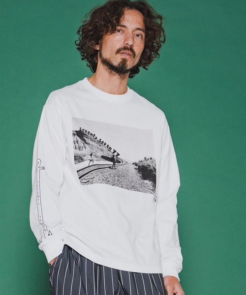 seventy seven（セブンティセブン）の「mlt5542-middle onz L-S high-end t-shirts (77surfphoto) ロングスリーブTシャツ(7726S220)（Tシャツ/カットソー・メンズ・ホワイト/ライトブルー/アッシュ・XL/L/M/S）」の4枚目の写真