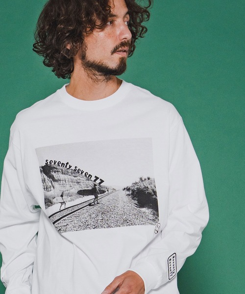 seventy seven（セブンティセブン）の「mlt5542-middle onz L-S high-end t-shirts (77surfphoto) ロングスリーブTシャツ(7726S220)（Tシャツ/カットソー・メンズ・ホワイト/ライトブルー/アッシュ・XL/L/M/S）」の6枚目の写真