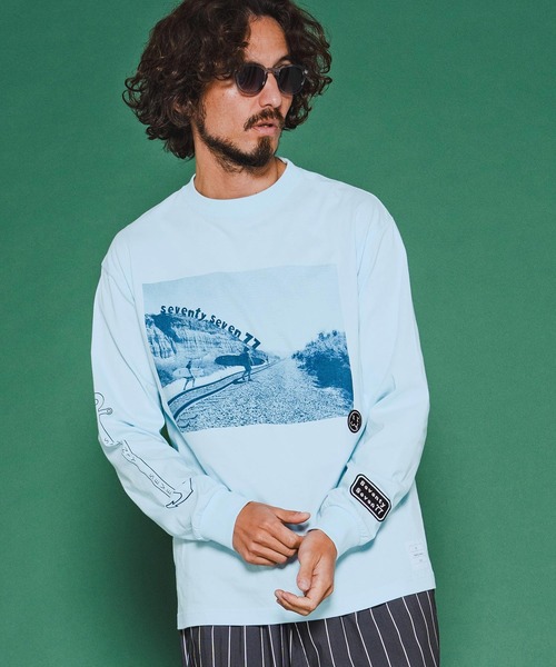 seventy seven（セブンティセブン）の「mlt5542-middle onz L-S high-end t-shirts (77surfphoto) ロングスリーブTシャツ(7726S220)（Tシャツ/カットソー・メンズ・ホワイト/ライトブルー/アッシュ・XL/L/M/S）」の10枚目の写真