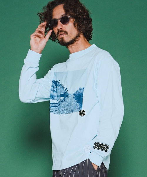 seventy seven（セブンティセブン）の「mlt5542-middle onz L-S high-end t-shirts (77surfphoto) ロングスリーブTシャツ(7726S220)（Tシャツ/カットソー・メンズ・ホワイト/ライトブルー/アッシュ・XL/L/M/S）」の12枚目の写真