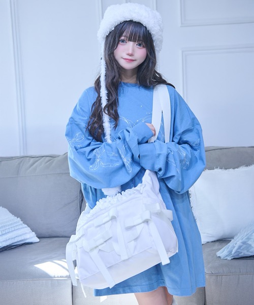 Whinny（ホワイニー）の「Whinny/【2026春新作♪】リボンプリンセスの脱ニートバッグ（ショルダーバッグ・レディース・ホワイト/ブラック・FREE）」の3枚目の写真