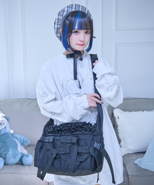 Whinny（ホワイニー）の「Whinny/【2026春新作♪】リボンプリンセスの脱ニートバッグ（ショルダーバッグ・レディース・ホワイト/ブラック・FREE）」の6枚目の写真