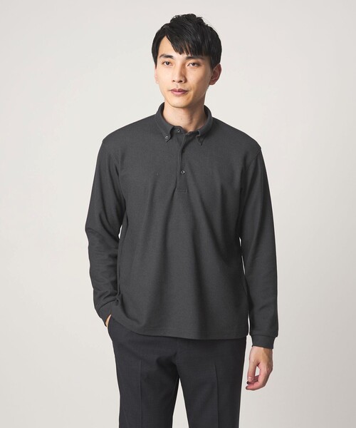 green label relaxing（グリーンレーベルリラクシング）の「メランジ カノコ ニュー ボタンダウン 長袖 ポロシャツ（ポロシャツ・メンズ・ネイビー/ダークグレー・M/L/XL/S）」の2枚目の写真