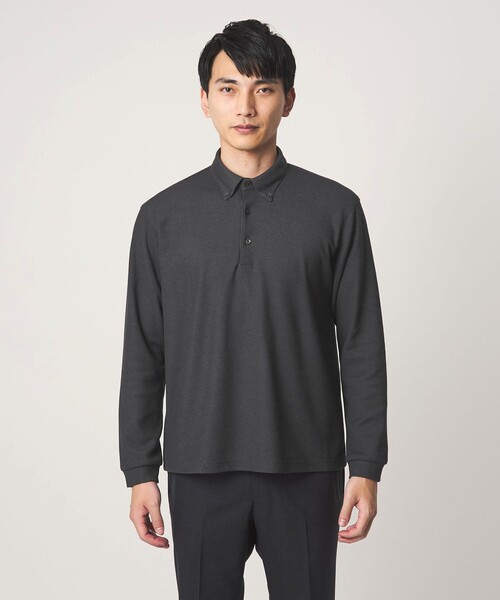 green label relaxing（グリーンレーベルリラクシング）の「メランジ カノコ ニュー ボタンダウン 長袖 ポロシャツ（ポロシャツ・メンズ・ネイビー/ダークグレー・M/L/XL/S）」の17枚目の写真