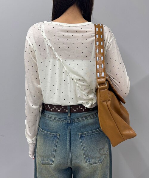 CIAOPANIC（チャオパニック）の「（無地/星柄）メローデザインシアートップス（Tシャツ/カットソー・レディース・ネイビー/グレー/オフホワイト/イエロー/イエロー系その他/グレー系その他・ONE SIZE）」の19枚目の写真