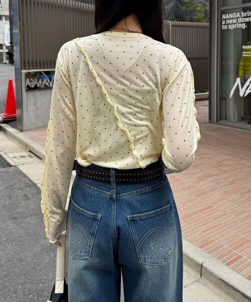 CIAOPANIC（チャオパニック）の「（無地/星柄）メローデザインシアートップス（Tシャツ/カットソー・レディース・ネイビー/グレー/オフホワイト/イエロー/イエロー系その他/グレー系その他・ONE SIZE）」の11枚目の写真