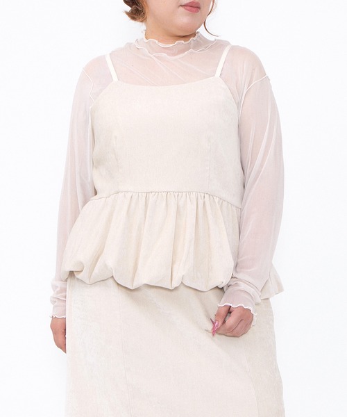 PUNYUS(プニュズ)の「ベロアバルーンキャミチュニック(チュニック・レディース・ブラック/オフホワイト/グレー・1/2/3/4/5)」の2枚目の写真