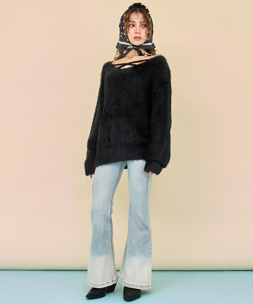 ANAP（アナップ）の「2wayクロス シャギー ニット（ニット/セーター・レディース・アイボリー/ブラック/ライトピンク・F）」の11枚目の写真