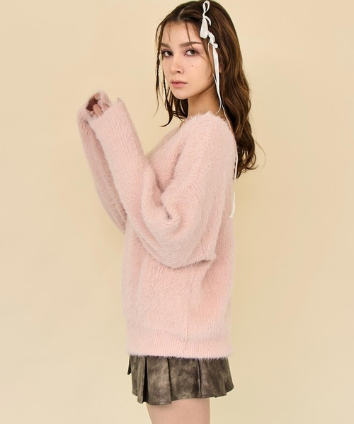 ANAP（アナップ）の「2wayクロス シャギー ニット（ニット/セーター・レディース・アイボリー/ブラック/ライトピンク・F）」の13枚目の写真