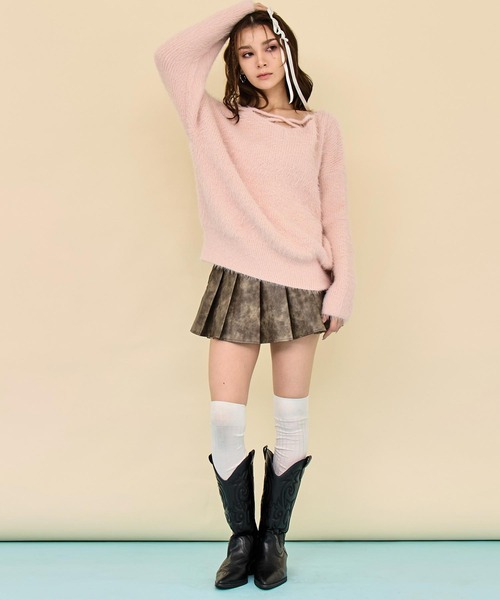 ANAP（アナップ）の「2wayクロス シャギー ニット（ニット/セーター・レディース・アイボリー/ブラック/ライトピンク・F）」の15枚目の写真