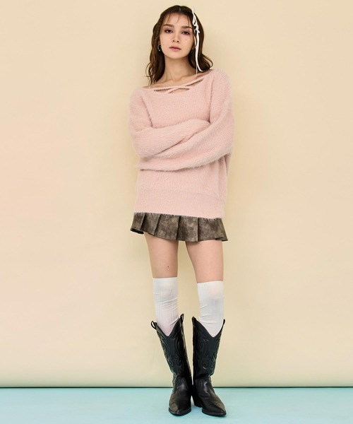 ANAP（アナップ）の「2wayクロス シャギー ニット（ニット/セーター・レディース・アイボリー/ブラック/ライトピンク・F）」の16枚目の写真