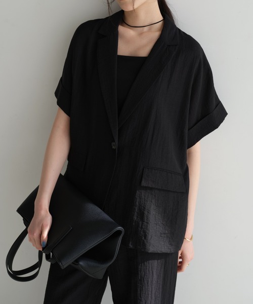 リネンブレンドシアージャケット（テーラードジャケット）｜andme