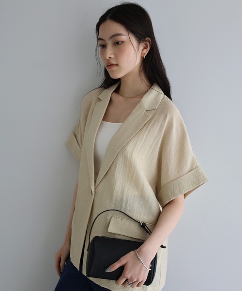 リネンブレンドシアージャケット（テーラードジャケット）｜andme