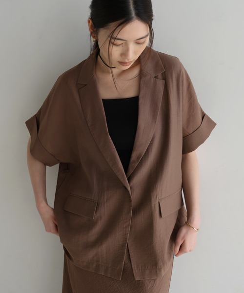 リネンブレンドシアージャケット（テーラードジャケット）｜andme