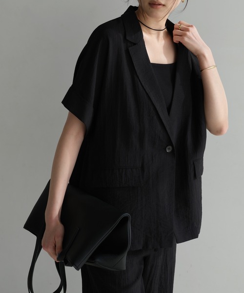 リネンブレンドシアージャケット（テーラードジャケット）｜andme