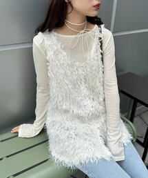 【umm.】チョーカー付きフェザーノースリチュニック