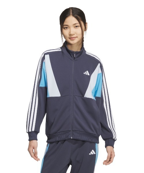 adidas（アディダス）の「アディダス adidas W TEAM トラックトップ（ジャージ・レディース・ブラック/ネイビー・S/M/L/XL）」の2枚目の写真