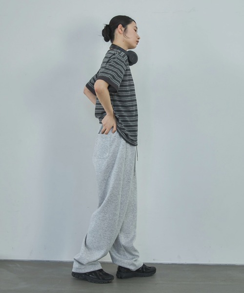 feepur（フェピュール）の「マルチボーダーオーバーリンガーTee（Tシャツ/カットソー・レディース・モカ/チャコールグレー・MEDIUM）」の7枚目の写真