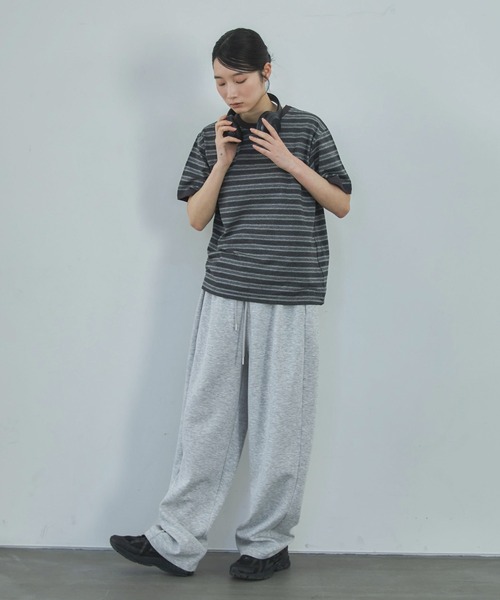 feepur（フェピュール）の「マルチボーダーオーバーリンガーTee（Tシャツ/カットソー・レディース・モカ/チャコールグレー・MEDIUM）」の8枚目の写真