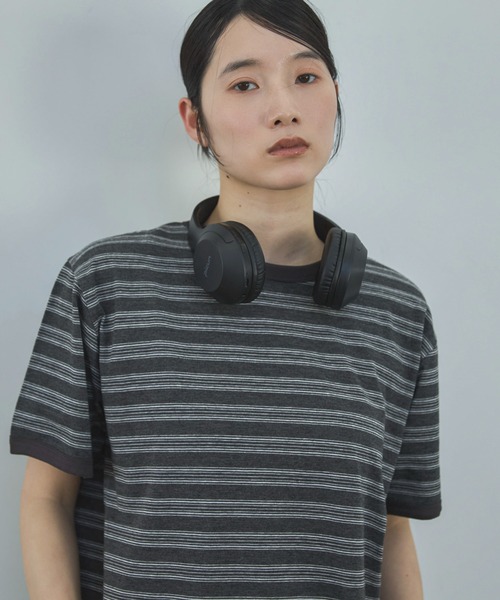 feepur（フェピュール）の「マルチボーダーオーバーリンガーTee（Tシャツ/カットソー・レディース・モカ/チャコールグレー・MEDIUM）」の14枚目の写真