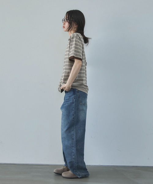 feepur（フェピュール）の「マルチボーダーオーバーリンガーTee（Tシャツ/カットソー・レディース・モカ/チャコールグレー・MEDIUM）」の17枚目の写真