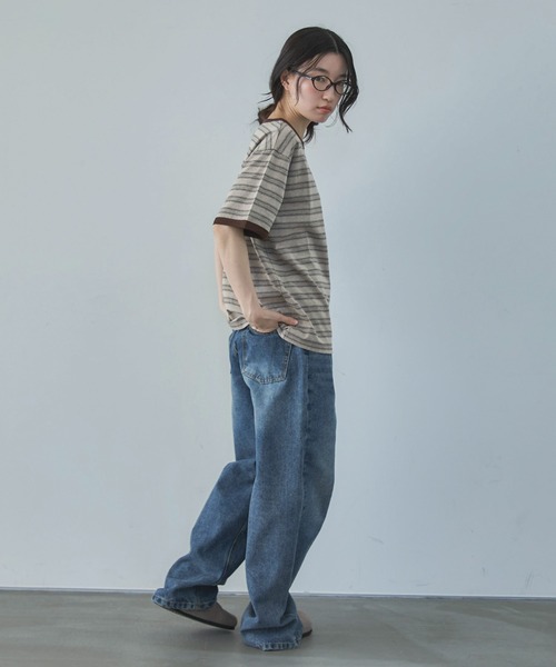 feepur（フェピュール）の「マルチボーダーオーバーリンガーTee（Tシャツ/カットソー・レディース・モカ/チャコールグレー・MEDIUM）」の21枚目の写真