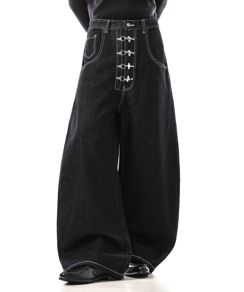 neos（ネオス）の「【neos】ファイヤーマンフック バルーンデニム メンズ リジット カーブ ワイド バレルパンツ（デニムパンツ・メンズ・ワンウォッシュ・LARGE/MEDIUM/X-LARGE）」の2枚目の写真