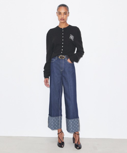 TORY BURCH(トリーバーチ)の「コントラスト カフ ストレートレッグ ジーンズ(デニムパンツ・レディース・インディゴブルー・24inch/25inch/26inch)」の2枚目の写真