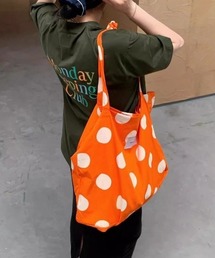 Orange polka dot tote bag