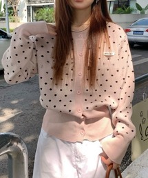 おしゃれスタ（オシャレスタ）の「ドット柄 ニットカーディガン風トップス（ニット/セーター）」