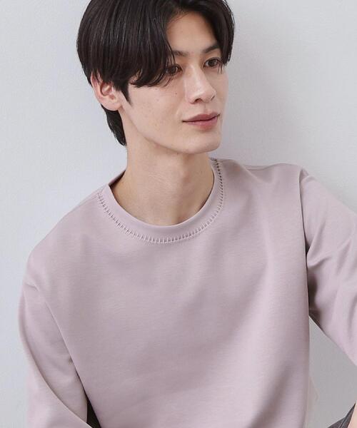 THE SHOP TK (ザ ショップ ティーケー )の「【首元にさりげないアクセント】ステッチダンボールプルオーバー(Tシャツ/カットソー・メンズ・ベビーピンク/オフホワイト/ブラック・02/03/04)」の3枚目の写真