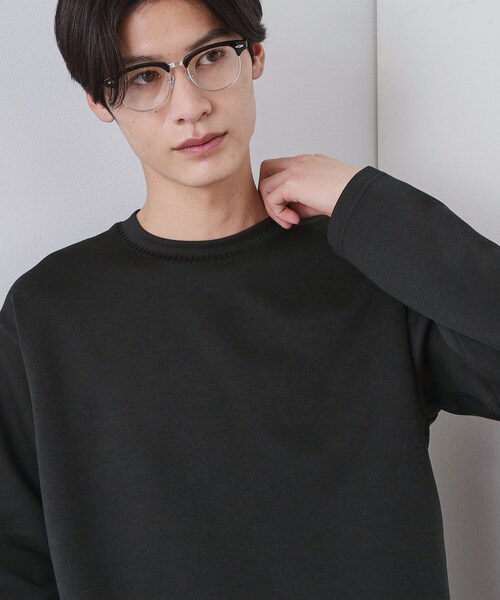 THE SHOP TK (ザ ショップ ティーケー )の「【首元にさりげないアクセント】ステッチダンボールプルオーバー(Tシャツ/カットソー・メンズ・ベビーピンク/オフホワイト/ブラック・02/03/04)」の2枚目の写真