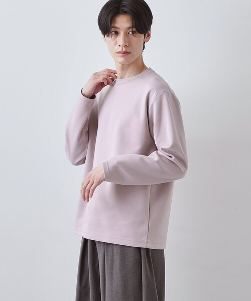 THE SHOP TK (ザ ショップ ティーケー )の「【首元にさりげないアクセント】ステッチダンボールプルオーバー(Tシャツ/カットソー・メンズ・ベビーピンク/オフホワイト/ブラック・02/03/04)」の12枚目の写真
