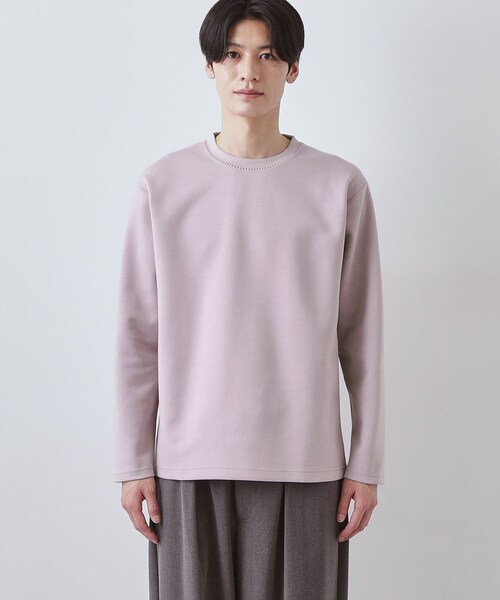 THE SHOP TK (ザ ショップ ティーケー )の「【首元にさりげないアクセント】ステッチダンボールプルオーバー(Tシャツ/カットソー・メンズ・ベビーピンク/オフホワイト/ブラック・02/03/04)」の4枚目の写真