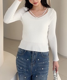 リブ編みニット」に該当するレディースのニット/セーターファッション