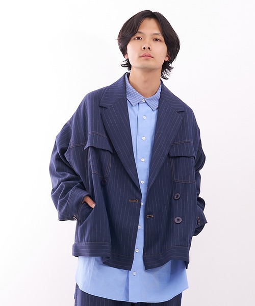 セール】【Nora Lily】Pin Stripe Easy Double Jacket（テーラード