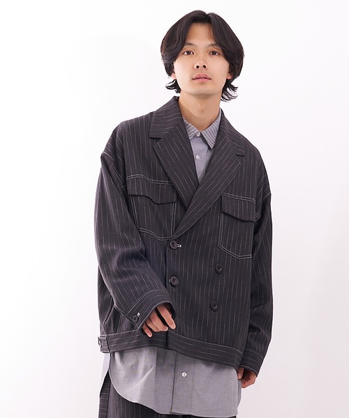セール】【Nora Lily】Pin Stripe Easy Double Jacket（テーラード
