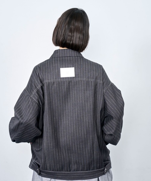 Nora Lily(ノラリリー)の「【Nora Lily】Pin Stripe Easy Double Jacket(テーラードジャケット・メンズ・インディゴブルー/ブラック・FREE)」の5枚目の写真