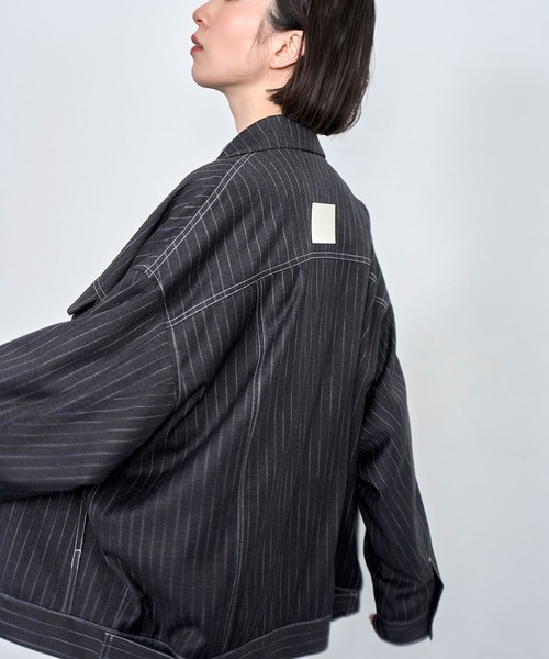 Nora Lily(ノラリリー)の「【Nora Lily】Pin Stripe Easy Double Jacket(テーラードジャケット・メンズ・インディゴブルー/ブラック・FREE)」の6枚目の写真