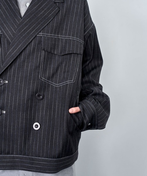 Nora Lily(ノラリリー)の「【Nora Lily】Pin Stripe Easy Double Jacket(テーラードジャケット・メンズ・インディゴブルー/ブラック・FREE)」の9枚目の写真