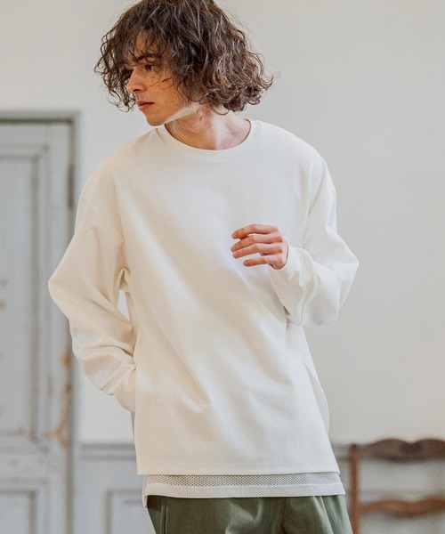 CAMBIO(カンビオ)の「mlt5590- メッシュレイヤードカットソー(Tシャツ/カットソー・メンズ・ホワイト/ブラック/ブルー・M/L/XL)」の5枚目の写真