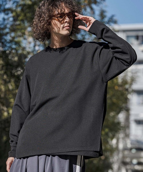 CAMBIO(カンビオ)の「mlt5590- メッシュレイヤードカットソー(Tシャツ/カットソー・メンズ・ホワイト/ブラック/ブルー・M/L/XL)」の14枚目の写真