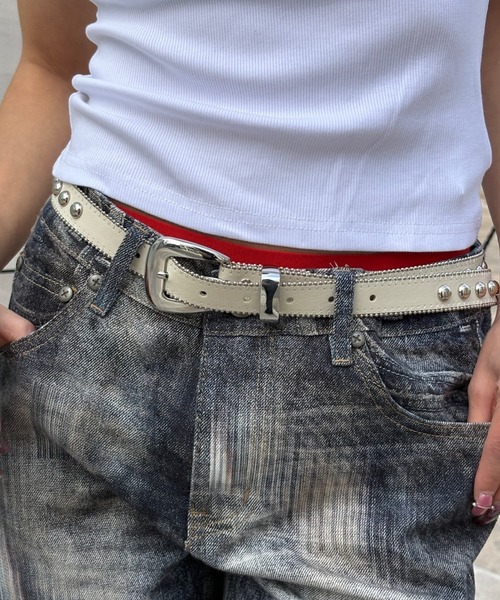 Never mind the XU(ネバーマインドザエックスユー)の「【Never mind the XU】studs belt / 【ネバーマインド ザ エックスユー】スタッズベルト(ベルト・メンズ・ブラック/アイボリー・ONE SIZE)」の19枚目の写真