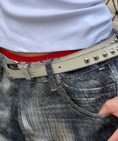 Never mind the XU(ネバーマインドザエックスユー)の「【Never mind the XU】studs belt / 【ネバーマインド ザ エックスユー】スタッズベルト(ベルト・メンズ・ブラック/アイボリー・ONE SIZE)」の20枚目の写真