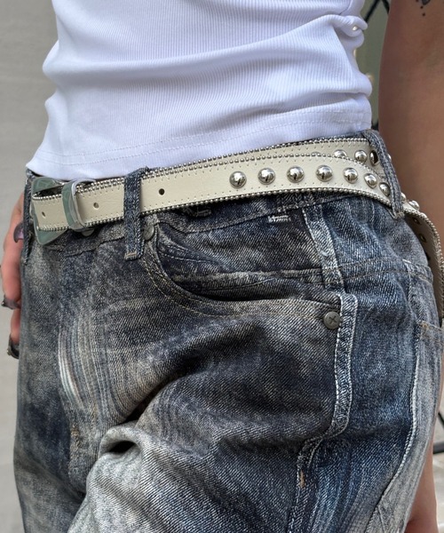 Never mind the XU(ネバーマインドザエックスユー)の「【Never mind the XU】studs belt / 【ネバーマインド ザ エックスユー】スタッズベルト(ベルト・メンズ・ブラック/アイボリー・ONE SIZE)」の21枚目の写真