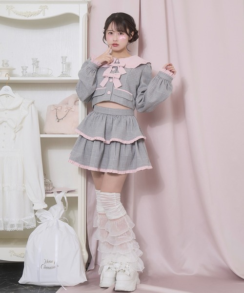 Honey Cinnamon(ハニーシナモン)の「ポイント配色チェックセットアップ(セットアップ・レディース・ブラック/グレー・FREE)」の14枚目の写真